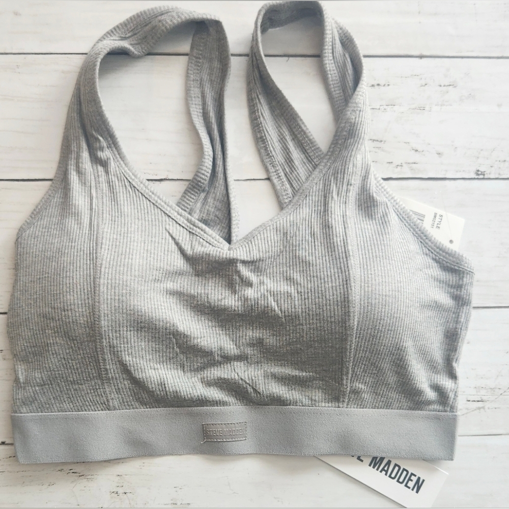 Women's Steve Madden Heathered Grey Ribbed Bralette Size XL BNWT